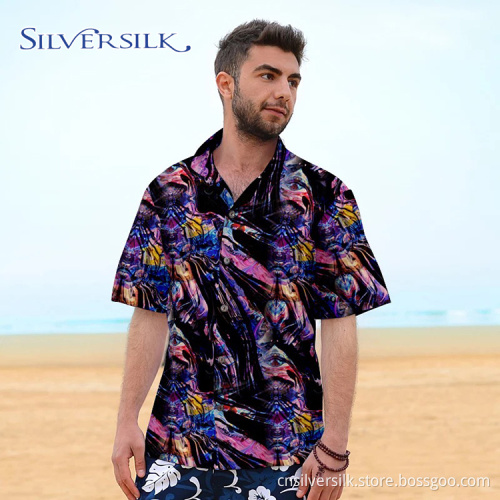 European Vintage Flower Printed Mens Casual Hawaiian Shirt
